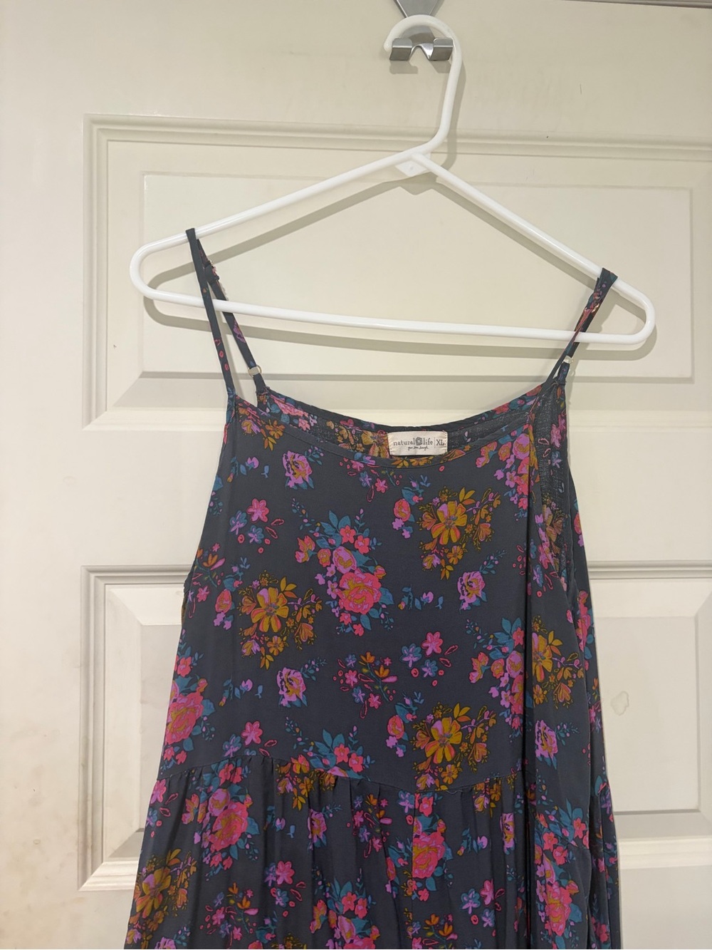 Navy Floral Jumpsuit with Pink and Purple Border - Picture 2 of 3